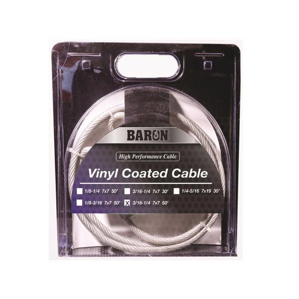Baron Vinyl Coated Galvanized Steel 3/16-1/4 in. D X 50 ft. L Aircraft Cable 03205
